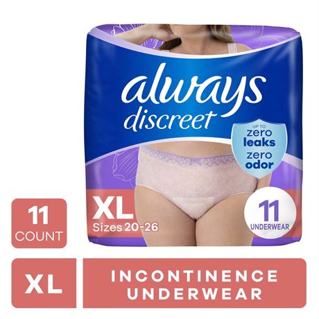 Always Discreet Adult Incontinence Underwear for Women and Postpartum