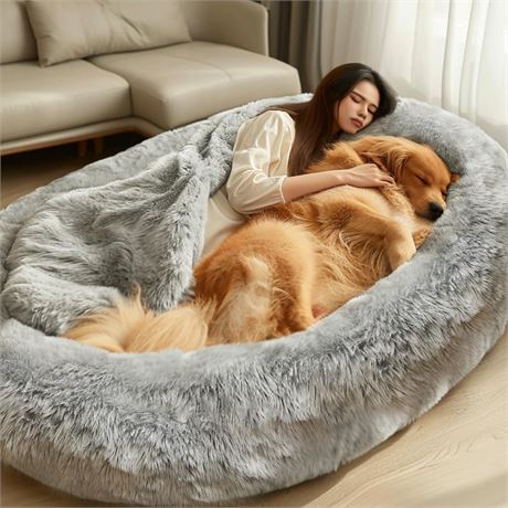 Human Sized Dog Bed, Dog Bed for Humans, Giant Dog Bed with Washable Fluffy