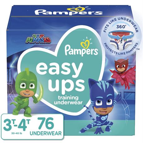 Pampers Easy Ups PJ Mask Training Pants Toddler Boys Size 3T/4T 76 Count