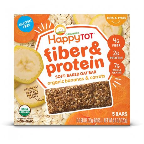 Happy Family Organics, Happy Tot®, Fiber & Protein Oat Bar, Organic Bananas &
