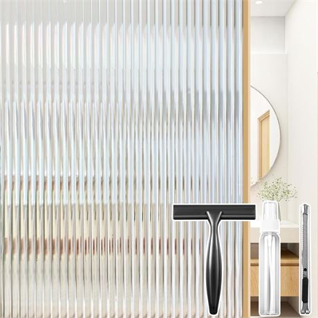 Beautyhero Reeded Glass Window Film, 3D Fluted Privacy Film for Glass Windows,