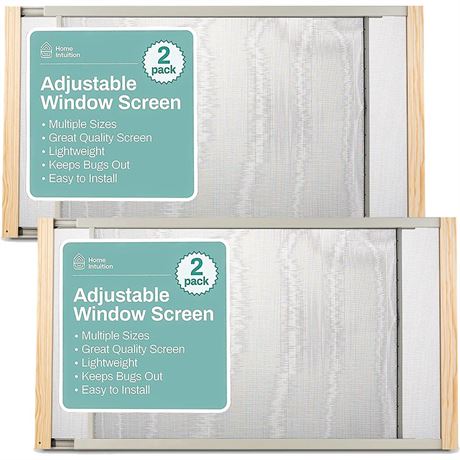 Home Intuition 2-Pack Adjustable Horizontal Window Screen 21-37 inches Wide, 7