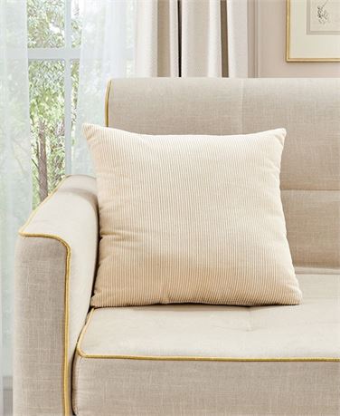 Sunham Cotton Corduroy Decorative Pillow, 18" X 18" - Neutral