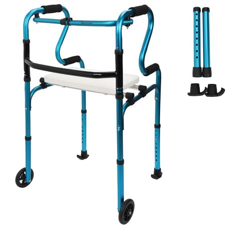 4in1 Walkers for Seniors, Front Wheeled Walker, 2 Wheel Standard Walker with