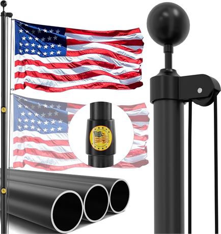 25FT Heavy Duty Flag Pole,14-Gauge Aluminum,Resist Strong Wind Reinforcement