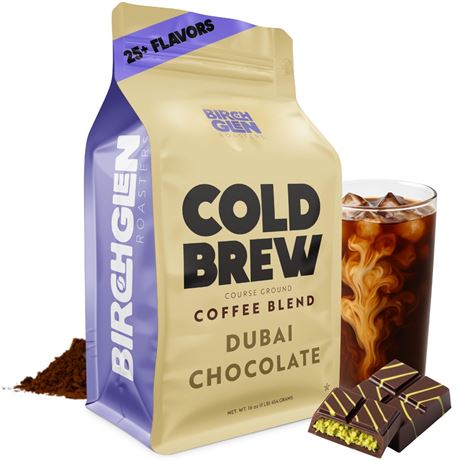 Birch Glen Roasters Cold Brew Coffee | Dubai Chocolate | Flavored Coarse Ground