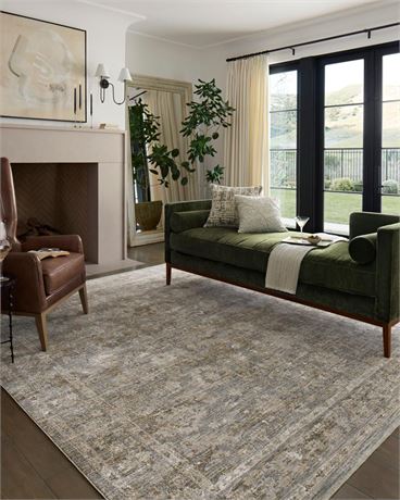 Loloi II Tabitha Collection TAI-04 Slate/Natural 6'-7" x 9'-2" Area Rug Slate /