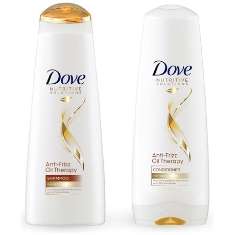 Dove Nutritive Solutions Shampoo and Conditioner Anti-Frizz Oil Therapy 12 oz,