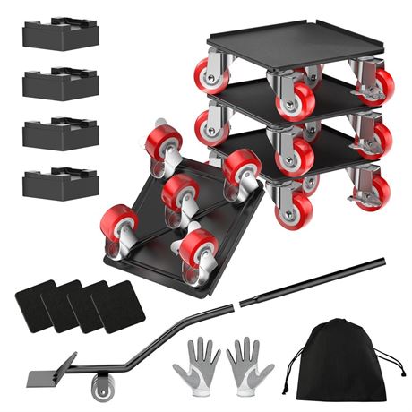 LOYAL TIGER 1500LBS Heavy Duty Furniture Dolly Movers Set with Lifter, 5-Wheel