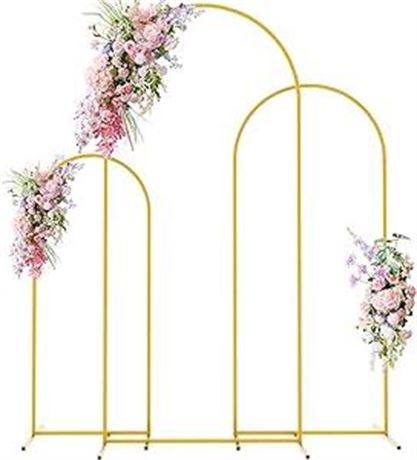 Gold Wedding Arch Stand 6FT, 5FT, 4FT Set of 3, Metal Arch Backdrop Stand for