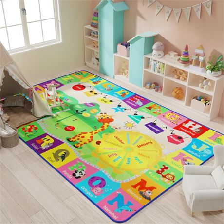 7x10 Kids Rug Play Mat Carpet Educational and Fun Playmat with ABC Alphabet