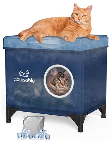 Clawsable Cooling Cat House for Outdoor/Indoor Cats, Waterproof & Weatherproof