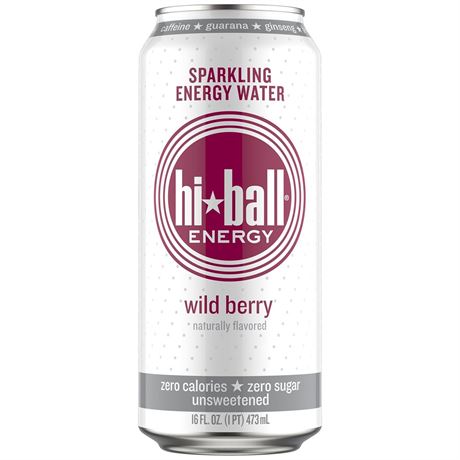 Hiball Energy Sparkling Water, Wild Berry, 16 Fl. Oz (Pack of 12) Wild Berry 16