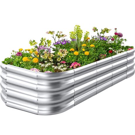 Raised Garden Beds Outdoor 8×4×1 Ft DIY Galvanized for Vegetables 12-in-1