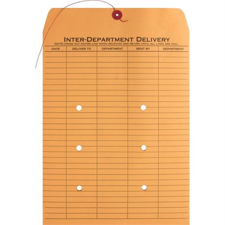 Business Source 42255 Inter-Dept.Envelopes, Str/Button Close,10x13,100/CT,Kraft