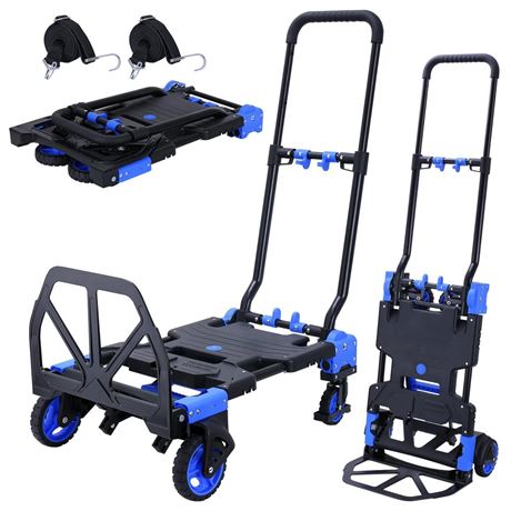 2-in-1 Hand Truck Dolly Foldable,330LB Capacity Hand Dolly,Convertible Hand