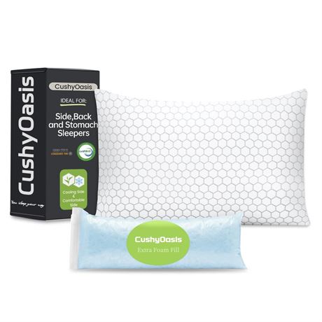 2 Bed Pillows for Sleeping, Adjustable Shredded Memory Foam Filling，Cooling