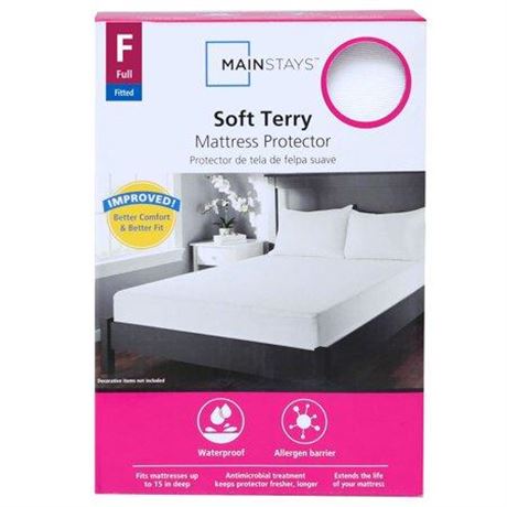 Mainstays Soft Terry Waterproof Fitted Matress Protector  Full