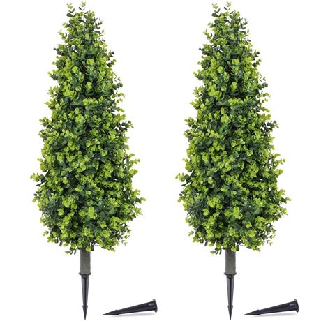 PATIO CHOICE 3ft Artificial Topiary Trees with Ground Spike Set of 2 36"
