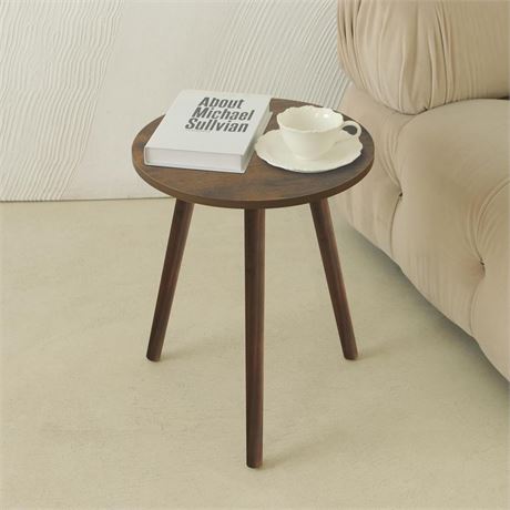 AWASEN Round Side Table, Small End Table for Living Room, Modern Wood Accent