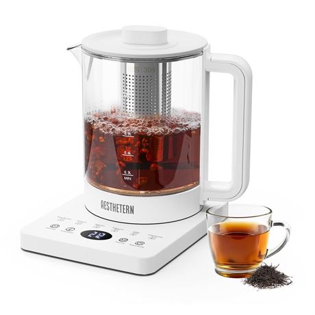 Electric Tea Kettle, 1.5 L Glass Electric Kettle with Tea Infuser, Temperature