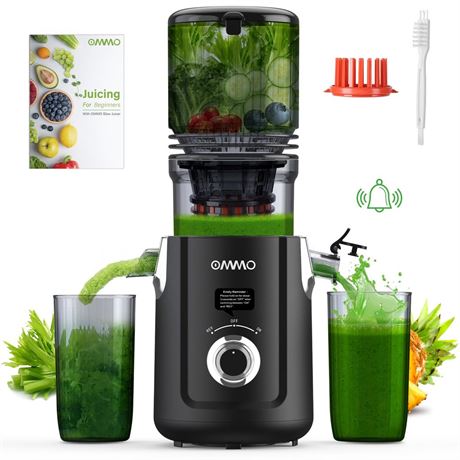 OMMO Cold Press Juicer Machines : 5.1" Wide Feed Chute Slow Masticating Juicer