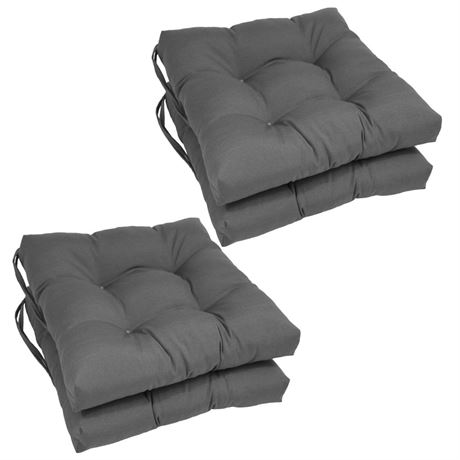 Blazing Needles 16-inch Twill Square Chair Cushion, 16" x 16", Steel Grey 4