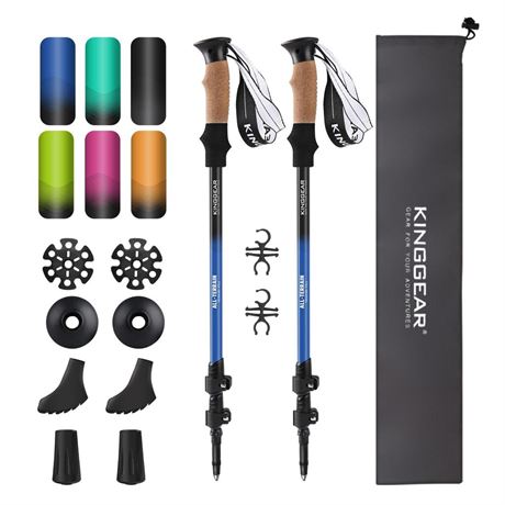 KINGGEAR Walking Sticks - Adjustable Hiking Poles, Trekking Poles with Quick