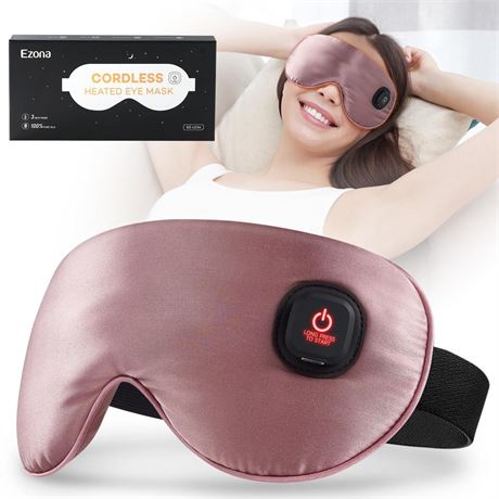 Ezona Silk Cordless Heated Eye Mask, Warm Eye Compress Mask for Dry Eyes,