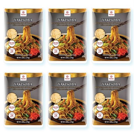 Hakubaku Japanese Stir Fry Style Noodles - YAKISOBA (Original Flavor, 6 PACK)