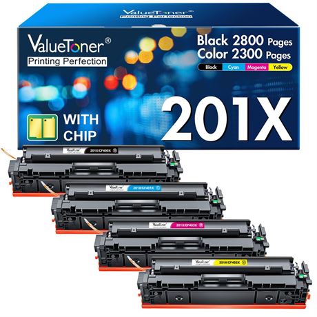 Valuetoner 201X Toner Compatible for HP 201X Toner Cartridges 4 Pack High Yield