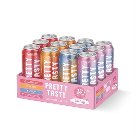 Pretty Tasty Collagen Iced Tea Variety Pack 12-Pack – Ready-to-Drink Collagen
