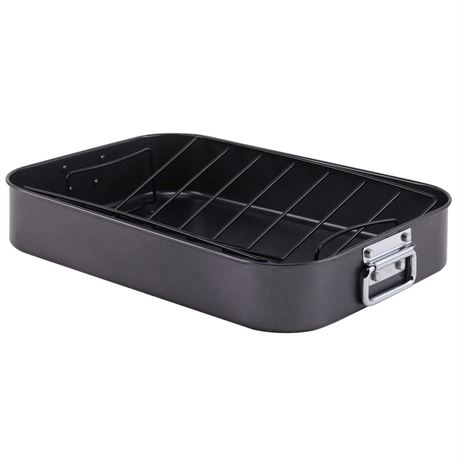 Roasting Pan, Nonstick Roaster Pan with Rack, Turkey Roasting Pan with V Rack,