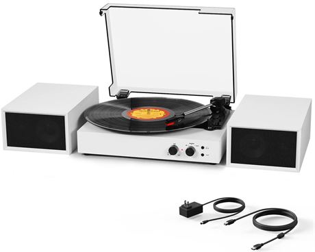 Record Player for Vinyl with External Speakers, Bluetooth 3 Speed Vintage