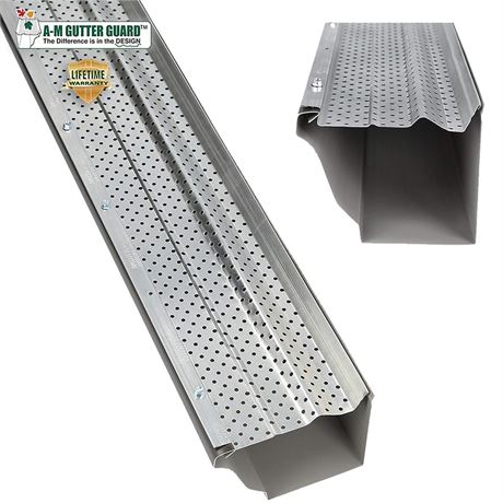 A-M Gutter Guard - Aluminum 5" (100 Feet, Mill Finish) 5 Inch - 100 Feet