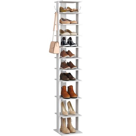 HOMEFORT 10-Tier Vertical Shoe Rack, Corner Shoe Tower, Slim Shoe Organizer