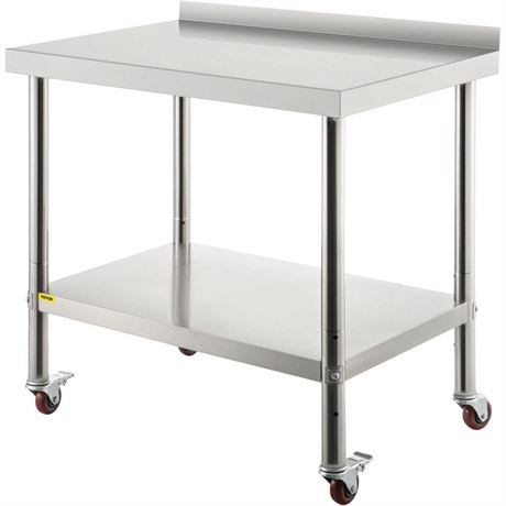 Vevor24x30x32 inStainless Steel Work Table With Wheels