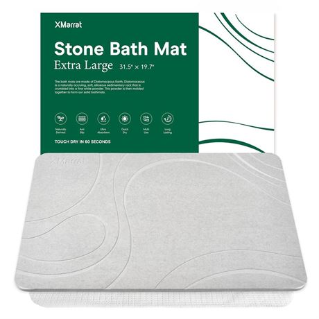 Large Stone Bath Mat, Super Absorbent Diatomaceous Earth Bath Mat Large, Quick