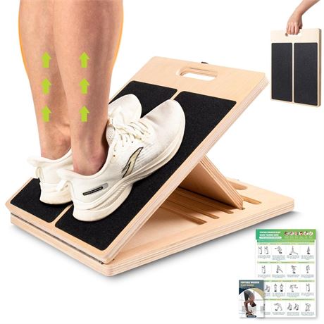 Slant Board for Calf Stretching, Adjustable Portable Wooden Incline Board for