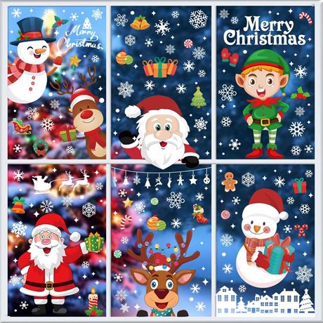 Christmas Window Clings Christmas Decorations, 10 Sheets Christmas Window