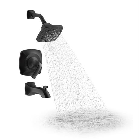 KOHLER Rubicon 1-Handle 3-Spray Tub and Shower Faucet in Matte Black (Valve
