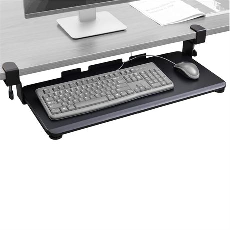 TechOrbits Keyboard Tray Under Desk – 27" Clamp On Keyboard Drawer Computer