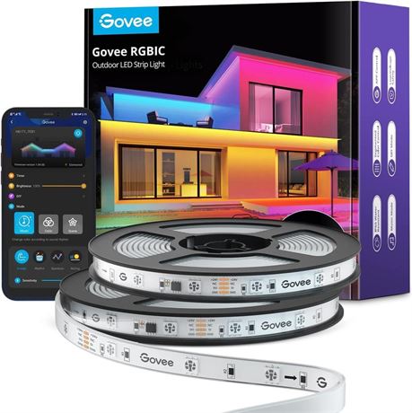 Govee Outdoor LED Strip Lights Waterproof, Connected 2 Rolls of 32.8ft(65.6ft)