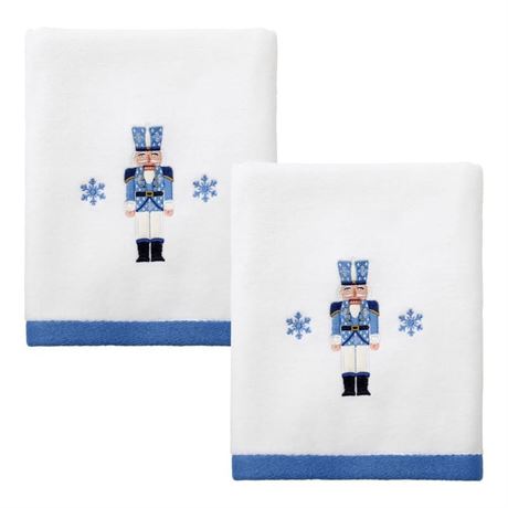 Avanti Nutcracker Trellis Cotton 2 Pack Hand Towel, 16" X 30" - White