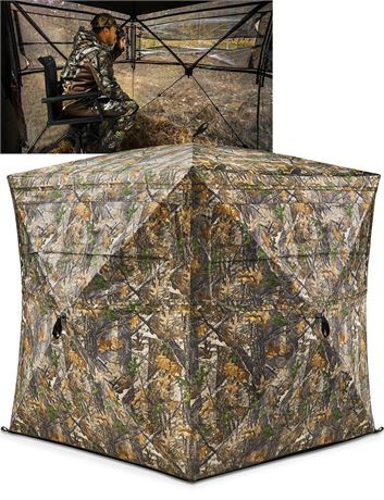 TIDEWE Hunting Blind See Through with Carrying Bag, 3-4 Person Pop Up Ground