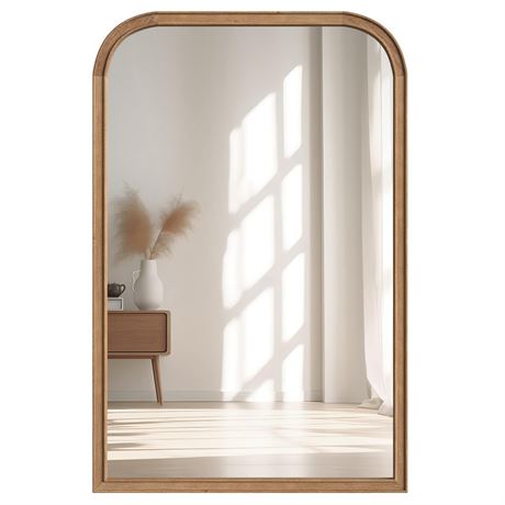 Acovy 24"x36" Solid Wood Bathroom Mirror Tempered Glass for Wall Mounted,