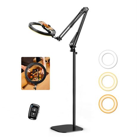 Ring Light with Stand Tripod for iPhone – Evershop 10” Overhead Camera Mount,