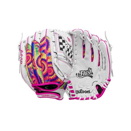 Wilson 2024 A440™ Flash™ 11.5” Youth Fastpitch Softball Glove - White/Tie Dye,