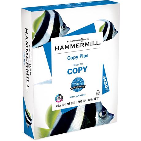 Hammermill Printer Paper, 20 lb Copy Plus, 8.5 x 11 - 2 Ream (500 Sheets) - 92