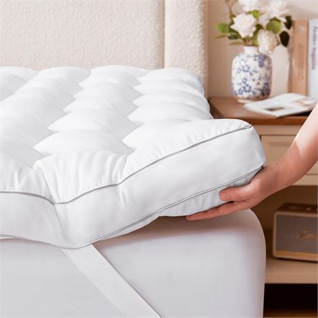 Decroom 3 Inch Memory Foam Mattress Topper Queen for Back Pain Relief, Filled